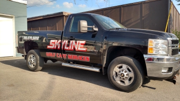 Truck vinyl graphics with cool lettering