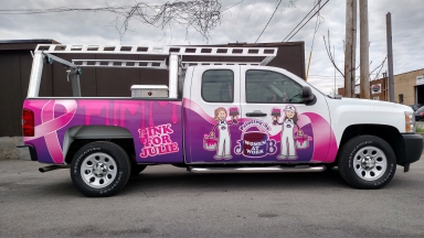Custom pink printed truck wrap vinyl graphics